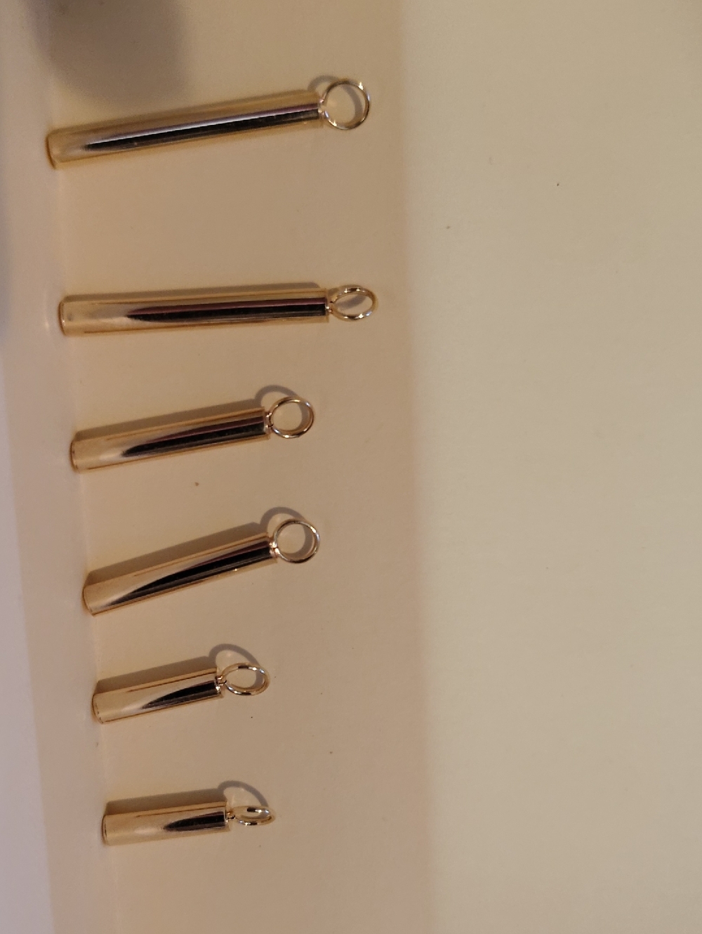 Gold Tone Tube Pendant Charms - Set of 6